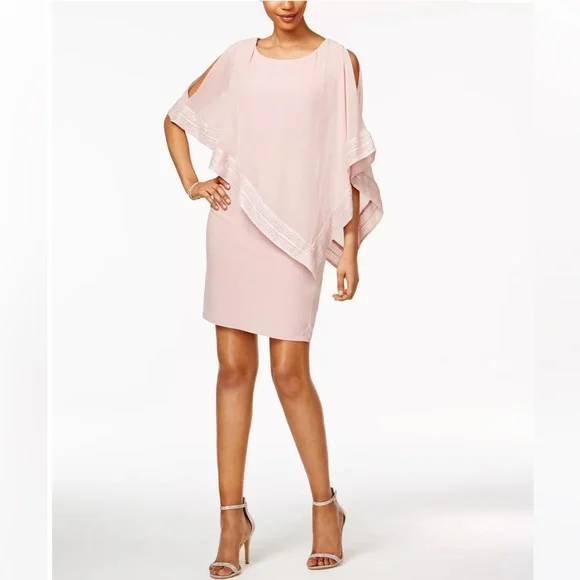 SL Fashions | Dresses | Metallictrim Capelet Sheath Dress Size 2 | Poshmark